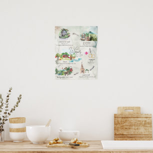Vattenfärg Bröllopsminne Poster