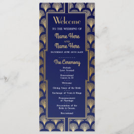 Vattenfärg Bröllopsprogram 1920-talets Art Deco Gu Program