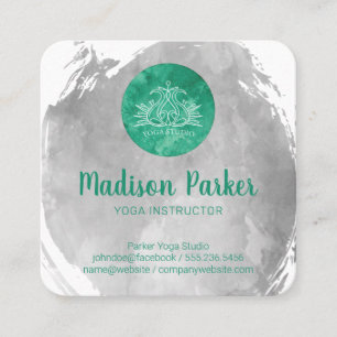Vattenfärg, Brukad   Yoga Studio   Instruktör Fyrkantigt Visitkort