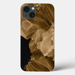Vattenfärg Brun Guld Glitter iPhone / iPad-fodral
