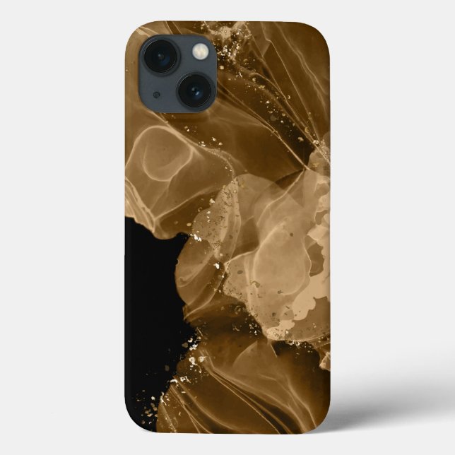 Vattenfärg Brun Guld Glitter iPhone / iPad-fodral (Baksida)