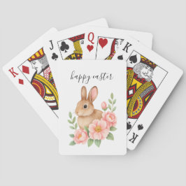 Vattenfärg Brun och Rosa Blommig Krans Påsk Casinokort