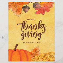 Vattenfärg Brun Thanksgiving sociala media Reklamblad