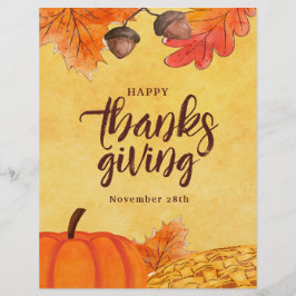 Vattenfärg Brun Thanksgiving sociala media Reklamblad