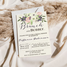 Vattenfärg Brunch & Bubbly Bröllopsdusch Inbjudningar