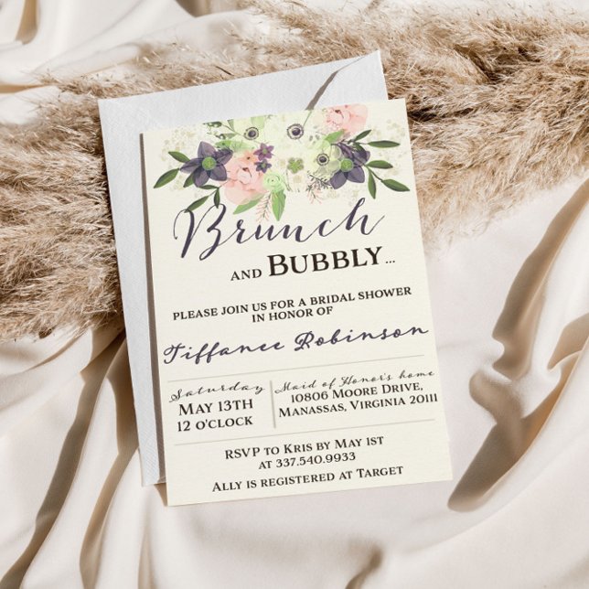 Vattenfärg Brunch & Bubbly Bröllopsdusch Inbjudningar (Skapare uppladdad)