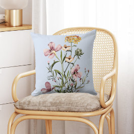 Vattenfärg Bukett med Vilda Blommor #1 Kudde