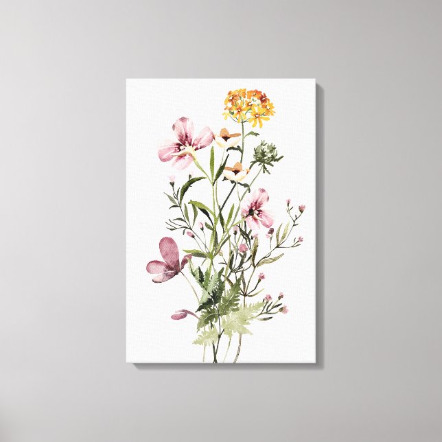 Vattenfärg Bukett Vilda Blommor #1 Canvastryck (Framsida)