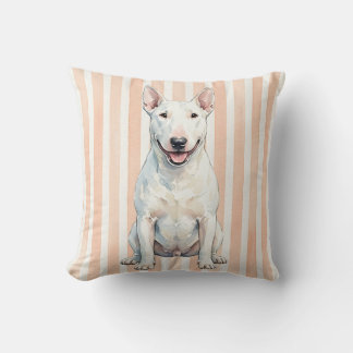 Vattenfärg Bull Terrier Hund Dekorativ Kudd Kudde