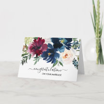 Vattenfärg Burgundi - flottblomma Grattis