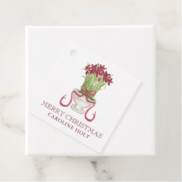 Vattenfärg Burgundy Amaryllis Julpresent Gåvor Etiketter