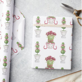 Vattenfärg Burgundy Amaryllis och Topian Jul Presentpapper