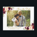 Vattenfärg Burgundy Blommig Guld Spara Datum Meddelande Vykort<br><div class="desc">Vattenfärg Blommig Burgundy Marsala Guld Spara Datum Bröllopsinbjudan</div>