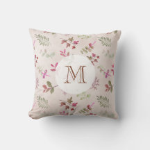 Vattenfärg Burgundy Löv & Foliage Monogram