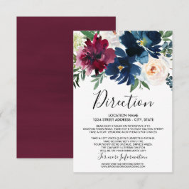 Vattenfärg Burgundy Navy Flowers Bröllop Inbjudningar