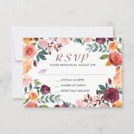 Vattenfärg Burgundy Orange Rosa Blommigt  Utandnin OSA Kort