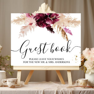 Vattenfärg Burgundy Rosa och röd Blommigt Poster
