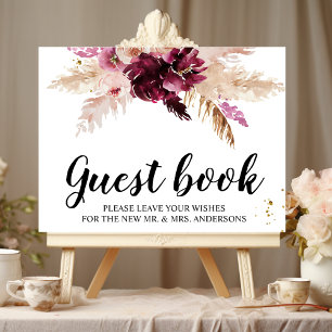 Vattenfärg Burgundy Rosa och röd Blommigt Poster