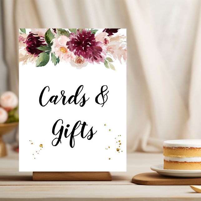 Vattenfärg Burgundy  Rosa och röd Blommigt Poster (Skapare uppladdad)