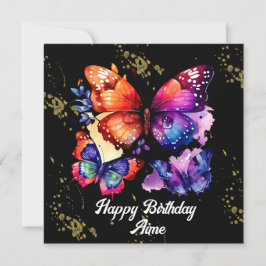 Vattenfärg Butterflies Colorful Faux Guld Namn