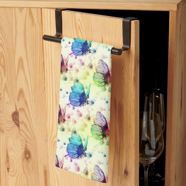 Vattenfärg Butterflies Kitchen Towel Kökshandduk (Thirds Fold)