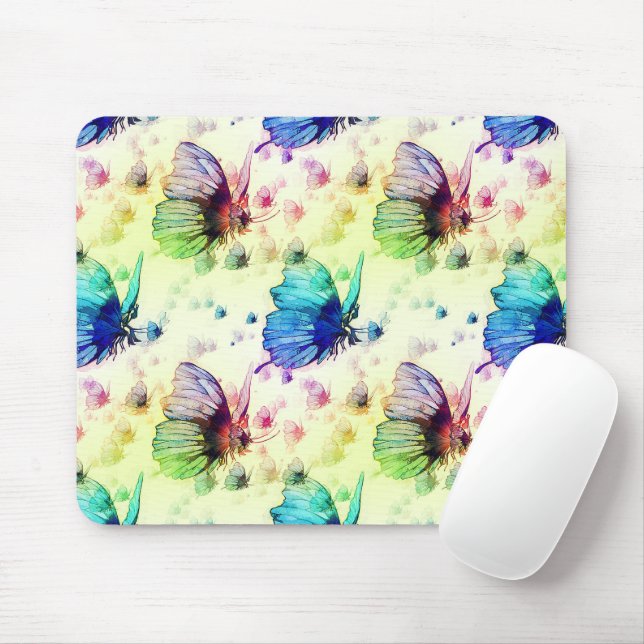 Vattenfärg Butterflies Mousepad Musmatta (Med mus)