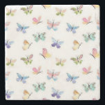 Vattenfärg Butterflies på Marble Stenunderlägg<br><div class="desc">Fintvätt flyter över en elegant marmorbas - en fantastisk blandning av natur och elegans för ditt hem eller kontor.</div>