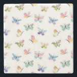 Vattenfärg Butterflies på Marble Stenunderlägg<br><div class="desc">Fintvätt flyter över en elegant marmorbas - en fantastisk blandning av natur och elegans för ditt hem eller kontor.</div>