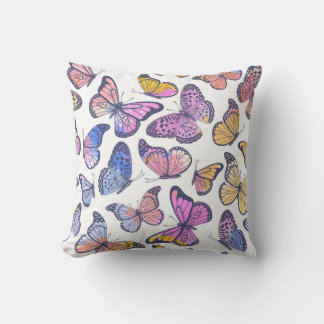 Vattenfärg Butterflies: Pastel Vintage Mönster. Kudde