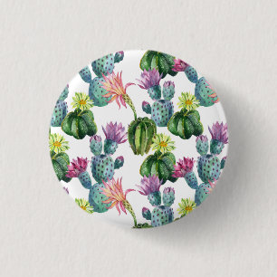 Vattenfärg Cacti Art Mönster Knapp