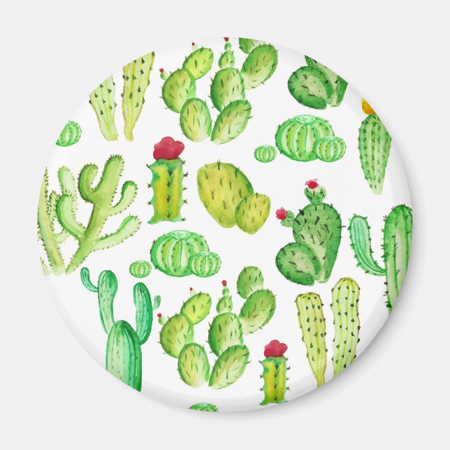 Vattenfärg Cacti Magnet (Framsidan)