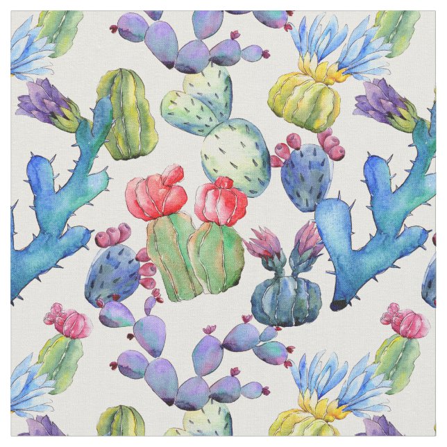 Vattenfärg Cacti Tyg (Närbild)