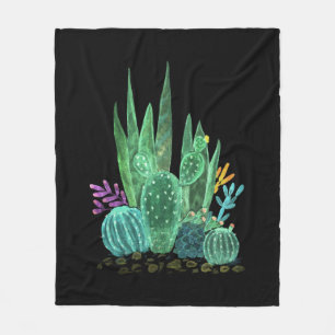 Vattenfärg, cactus dekorativ kudde fleecefilt