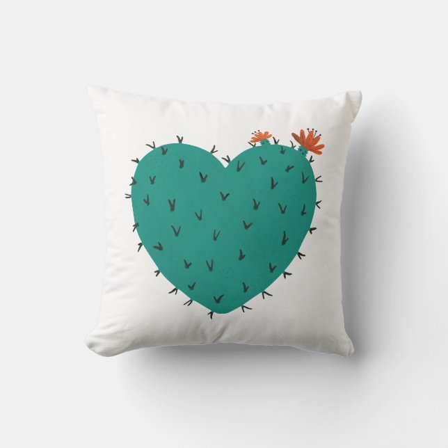 Vattenfärg Cactus Heart Pillow Kudde (Framsida)