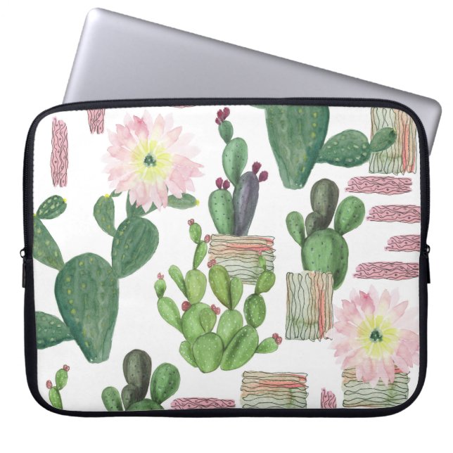 Vattenfärg Cactus Sömlös målning Mönster Laptop Fodral (Framsidan)