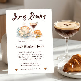 Vattenfärg Café Espresso Martini Bröllopsdusch Inbjudningar