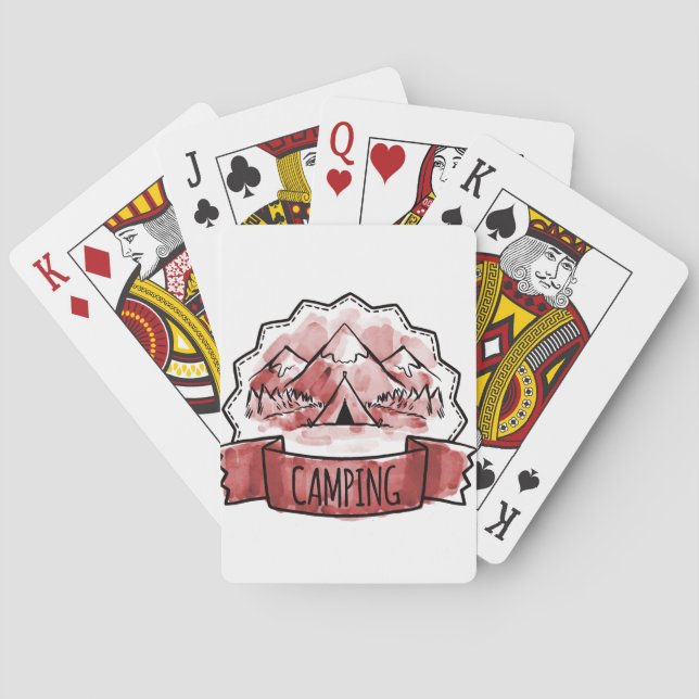 Vattenfärg Campingmärke Spel Kort (Baksidan)
