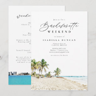 Vattenfärg Cancun Mexico Bachelorette Itinerary Inbjudningar