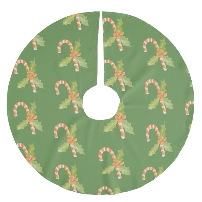 Vattenfärg Candy cane & Helgdag Julgransmatta Borstad Polyester (Framsidan)