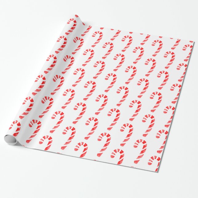Vattenfärg Candy cane Mönster 2 Presentpapper (Utrullad)