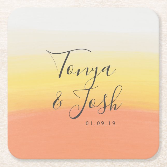 Vattenfärg Candy Corn Halloween-bröllop Underlägg Papper Kvadrat (Framsidan)