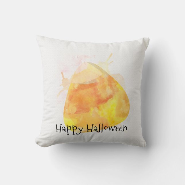 Vattenfärg Candy Corn Halloween Hem Dekoration Kudde (Framsida)