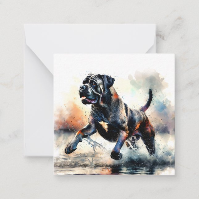 Vattenfärg Cane Corso hund Anteckningskort (Framsida)