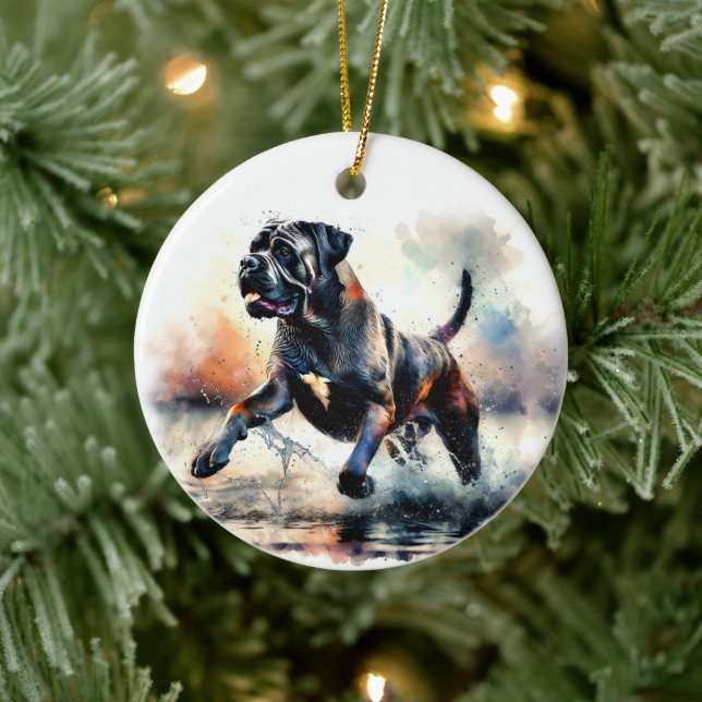 Vattenfärg Cane Corso hund Julgransprydnad Keramik (Träd)