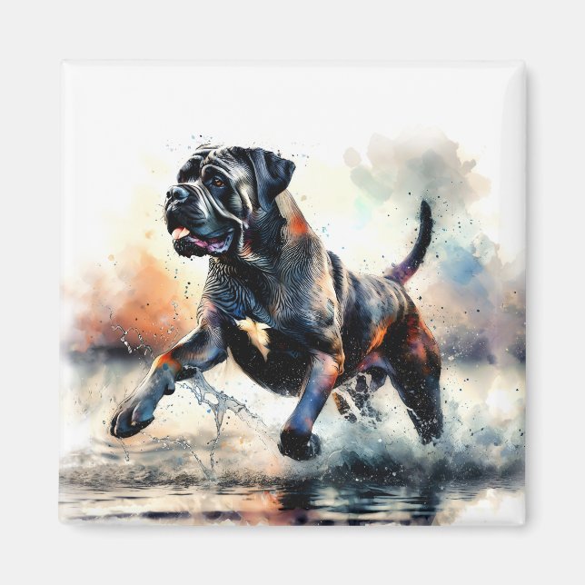 Vattenfärg Cane Corso hund Magnet (Framsidan)