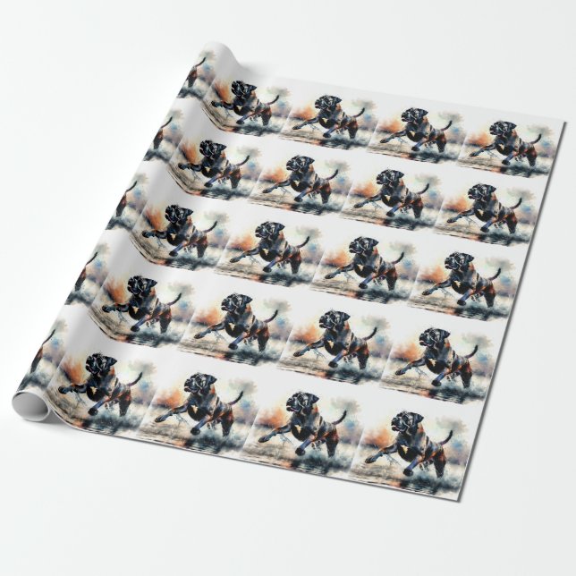 Vattenfärg Cane Corso hund Presentpapper (Utrullad)