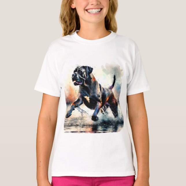 Vattenfärg Cane Corso hund T Shirt (Framsida)