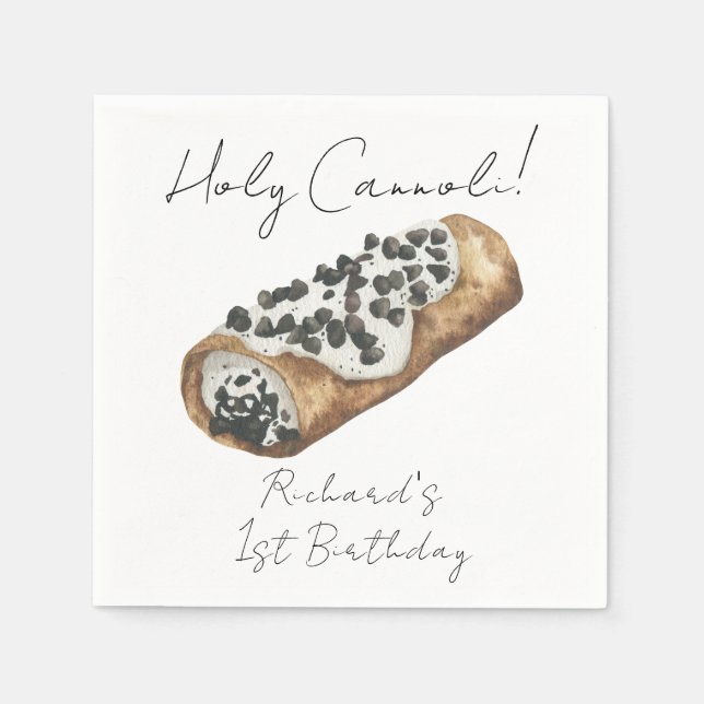 Vattenfärg Cannoli 1-års födelsedagsfest Pappersservett (Framsidan)