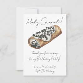 Vattenfärg Cannoli 1-års födelsedagsfest Tack Kort