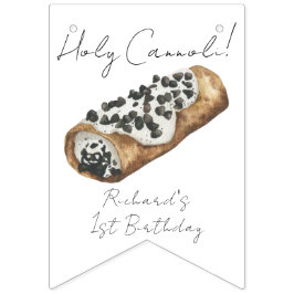Vattenfärg Cannoli 1-års födelsedagsfest Vimplar